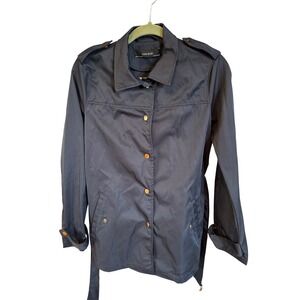 Zara Basic Womens Trench Coat Jacket Belted Gold Buttons‎ Size Medium